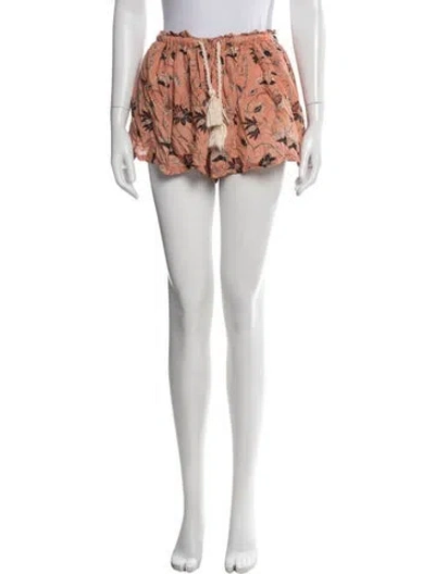 Pre-owned Ulla Johnson Floral Print Mini Shorts In Orange