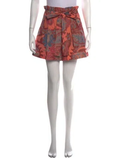 Pre-owned Ulla Johnson Floral Print Mini Shorts In Orange