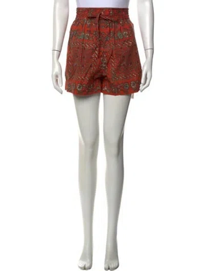 Pre-owned Ulla Johnson Floral Print Mini Shorts In Orange