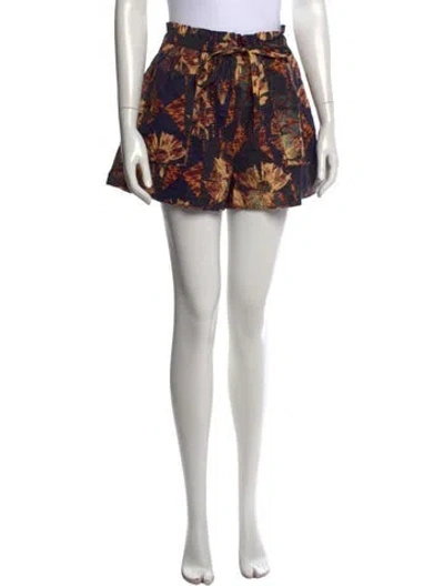 Pre-owned Ulla Johnson Floral Print Mini Shorts In Orange