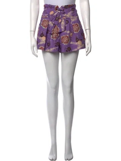 Pre-owned Ulla Johnson Floral Print Mini Shorts In Purple