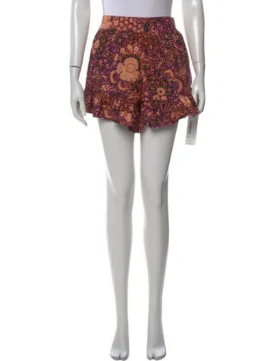 Pre-owned Ulla Johnson Floral Print Mini Shorts In Red
