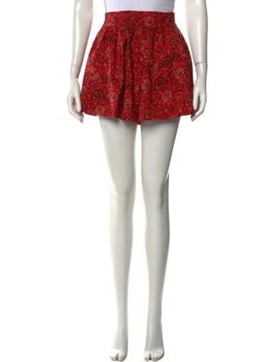 Pre-owned Ulla Johnson Floral Print Mini Shorts In Red