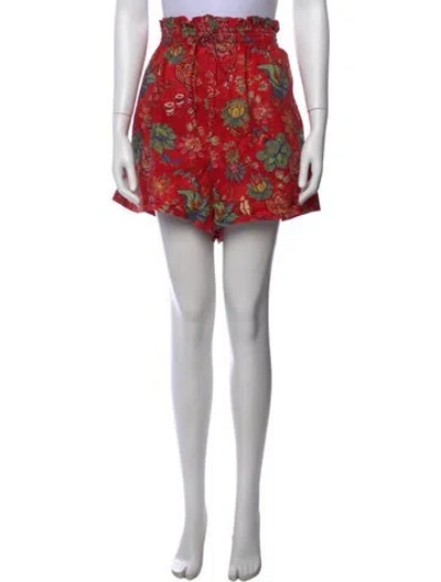 Pre-owned Ulla Johnson Floral Print Mini Shorts In Red