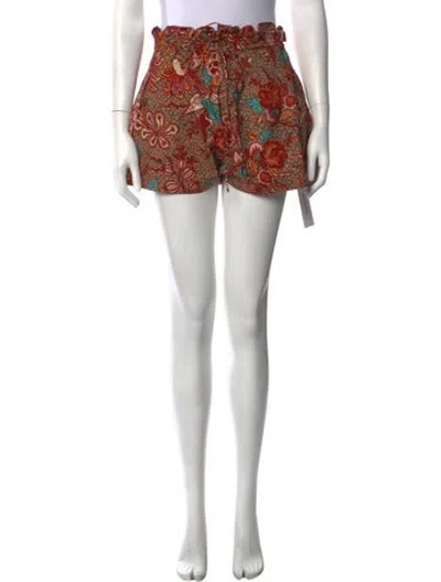 Pre-owned Ulla Johnson Floral Print Mini Shorts In Red