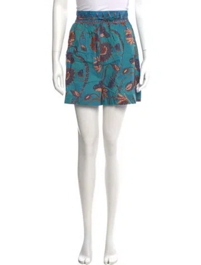 Pre-owned Ulla Johnson Floral Print Mini Shorts W/ Tags In Blue