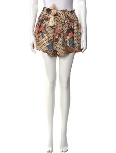 Pre-owned Ulla Johnson Floral Print Mini Shorts W/ Tags In Neutral