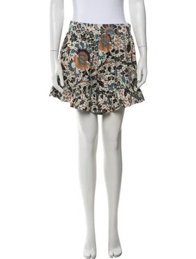 Pre-owned Ulla Johnson Floral Print Mini Shorts W/ Tags In Neutrals