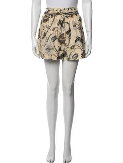 Pre-owned Ulla Johnson Floral Print Mini Shorts W/ Tags In Yellow