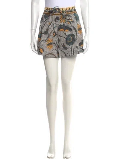 Pre-owned Ulla Johnson Floral Print Mini Shorts In White