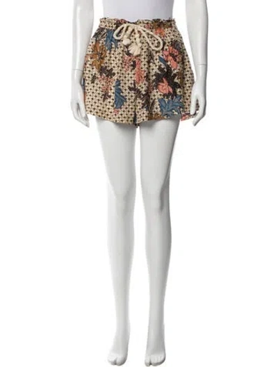 Pre-owned Ulla Johnson Floral Print Mini Shorts In White