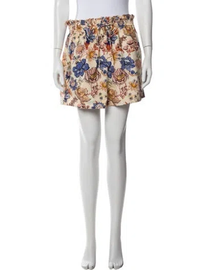 Pre-owned Ulla Johnson Floral Print Mini Shorts In White