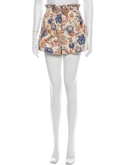 Pre-owned Ulla Johnson Floral Print Mini Shorts In White