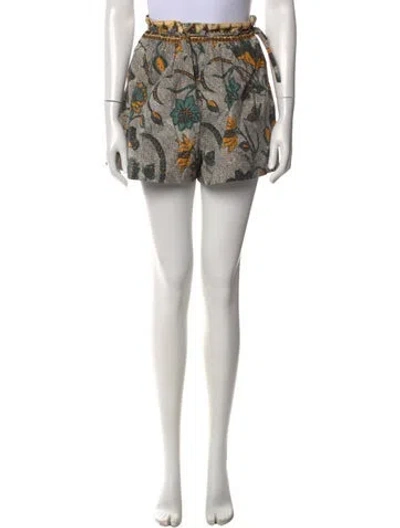 Pre-owned Ulla Johnson Floral Print Mini Shorts In White