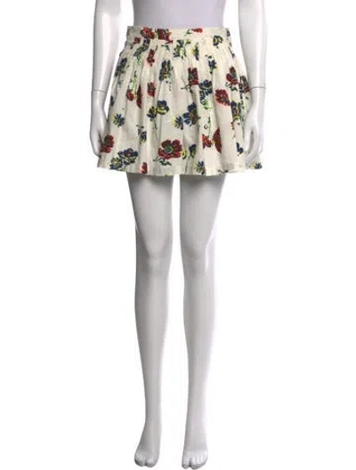 Pre-owned Ulla Johnson Floral Print Mini Shorts In White