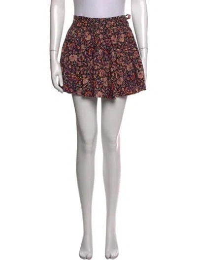 Pre-owned Ulla Johnson Floral Print Mini Skirt In Black