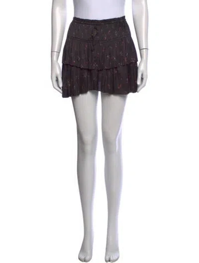 Pre-owned Ulla Johnson Floral Print Mini Skirt In Black