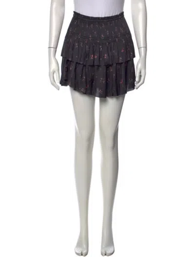 Pre-owned Ulla Johnson Floral Print Mini Skirt In Black