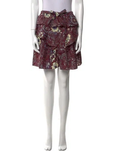Pre-owned Ulla Johnson Floral Print Mini Skirt In Burgundy