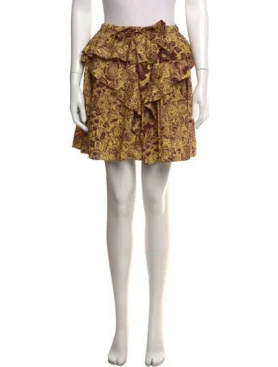 Pre-owned Ulla Johnson Floral Print Mini Skirt In Burgundy/yellow