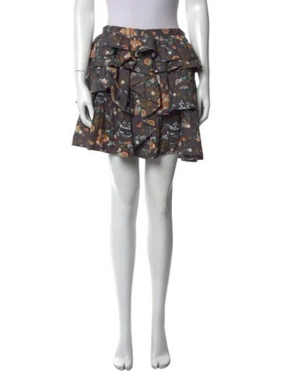 Pre-owned Ulla Johnson Floral Print Mini Skirt In Grey