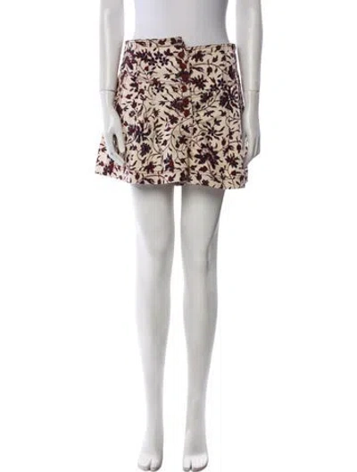 Pre-owned Ulla Johnson Floral Print Mini Skirt In Neutral