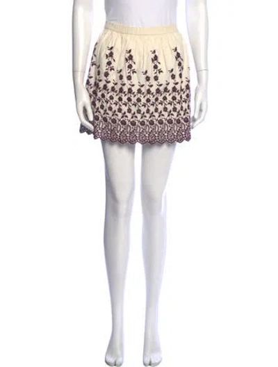 Pre-owned Ulla Johnson Floral Print Mini Skirt In Neutral