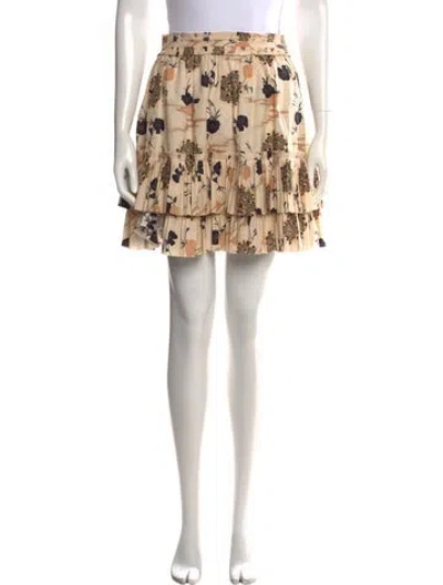 Pre-owned Ulla Johnson Floral Print Mini Skirt In Neutrals