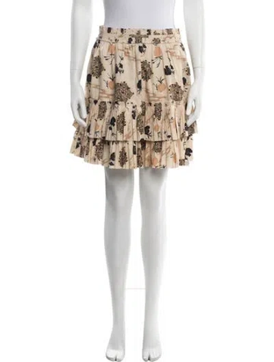Pre-owned Ulla Johnson Floral Print Mini Skirt In Neutrals