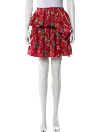 Pre-owned Ulla Johnson Floral Print Mini Skirt In Red