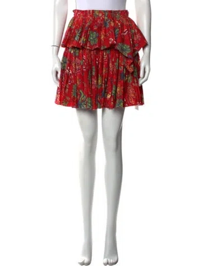 Pre-owned Ulla Johnson Floral Print Mini Skirt In Red