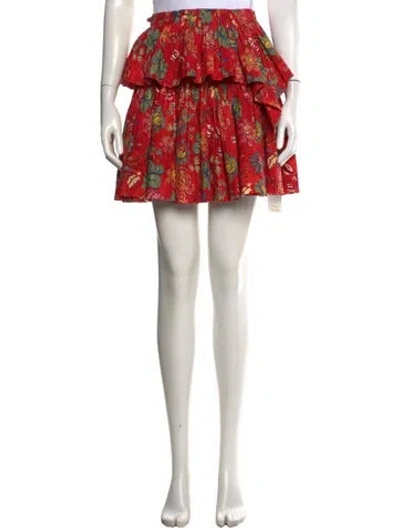 Pre-owned Ulla Johnson Floral Print Mini Skirt In Red