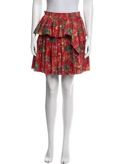 Pre-owned Ulla Johnson Floral Print Mini Skirt In Red