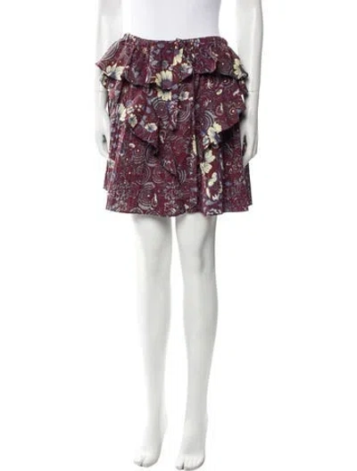 Pre-owned Ulla Johnson Floral Print Mini Skirt W/ Tags In Burgundy