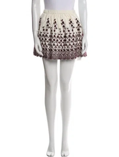Pre-owned Ulla Johnson Floral Print Mini Skirt In White