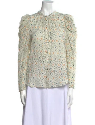 Pre-owned Ulla Johnson Floral Print Mock Neck Blouse