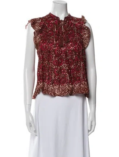 Pre-owned Ulla Johnson Floral Print Mock Neck Blouse In Multi