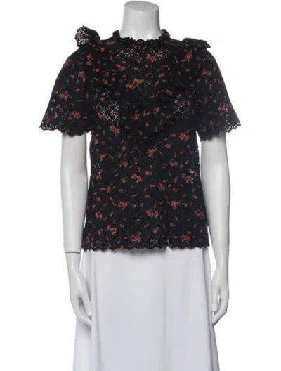 Pre-owned Ulla Johnson Floral Print Mock Neck Blouse In Multi