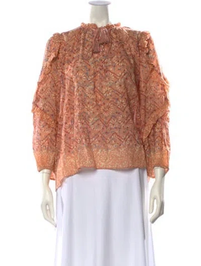 Pre-owned Ulla Johnson Floral Print Mock Neck Blouse In Multi