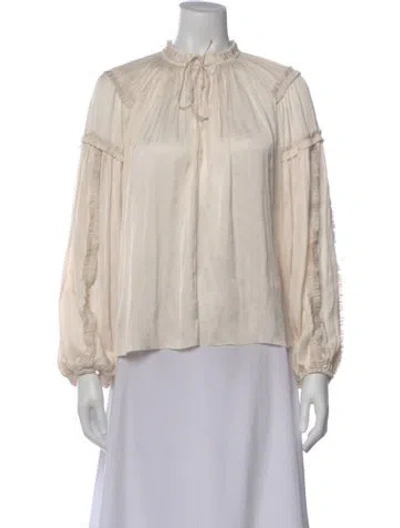 Pre-owned Ulla Johnson Floral Print Mock Neck Blouse In Neutral