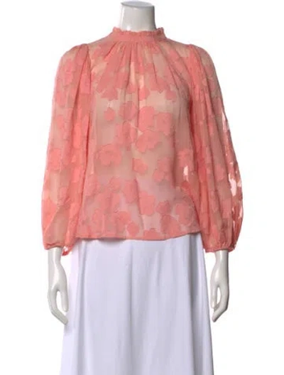 Pre-owned Ulla Johnson Floral Print Mock Neck Blouse In Pink