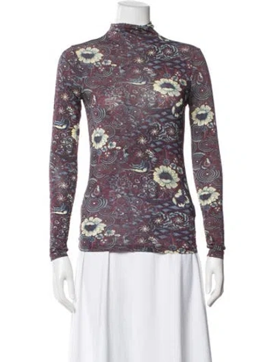 Pre-owned Ulla Johnson Floral Print Mock Neck Top In Multi