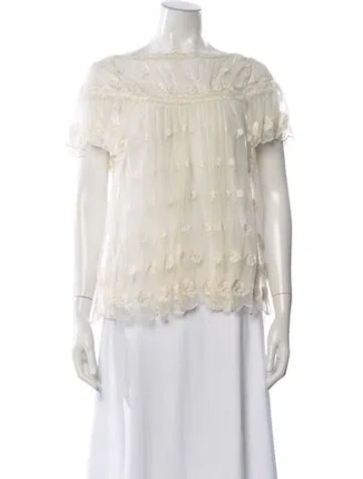 Pre-owned Ulla Johnson Floral Print Off-the-shoulder Blouse In Transparent