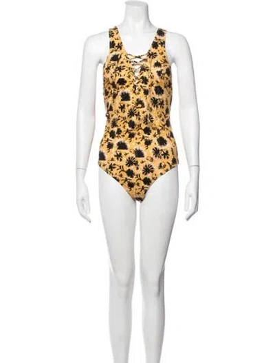 Pre-owned Ulla Johnson Floral Print One-piece W/ Tags In Neutrals