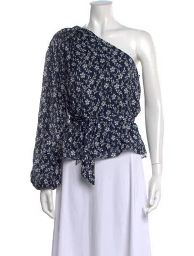 Pre-owned Ulla Johnson Floral Print One-shoulder Blouse In Blue