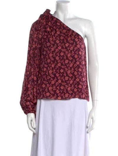 Pre-owned Ulla Johnson Floral Print One-shoulder Blouse In Pink