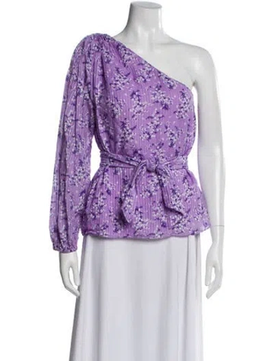 Pre-owned Ulla Johnson Floral Print One-shoulder Blouse In Purple