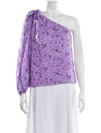 Pre-owned Ulla Johnson Floral Print One-shoulder Blouse In Purple