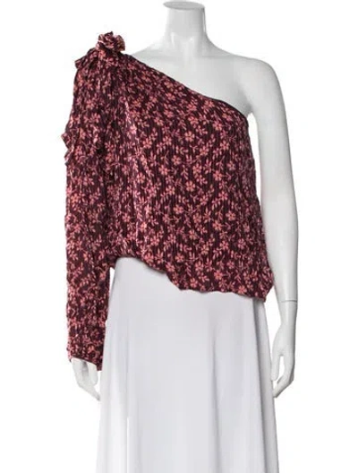 Pre-owned Ulla Johnson Floral Print One-shoulder Blouse In Purple