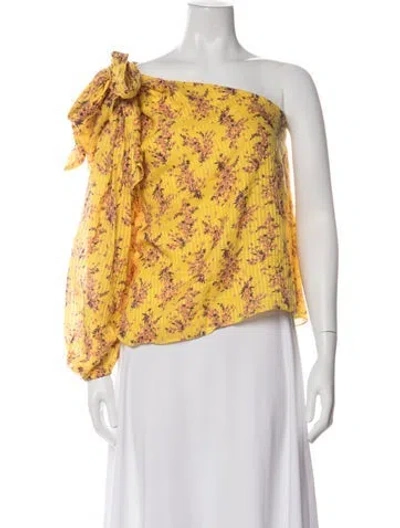 Pre-owned Ulla Johnson Floral Print One-shoulder Blouse In Purple